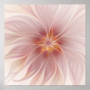 Póster Soft Pink Floral Dream Abstract Modern Flower