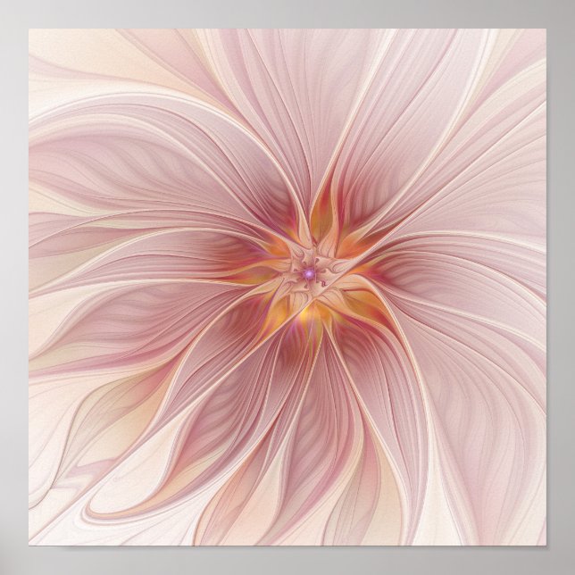 Póster Soft Pink Floral Dream Abstract Modern Flower (Frente)