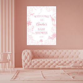 Póster Soft Pink Wild Safari Jungle Animals Baby Shower