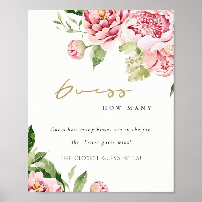 Póster Soft Rubor Floral Peony adivina cuántos besos (Frente)