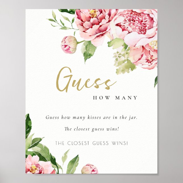 Póster Soft Rubor Floral Peony adivina cuántos besos (Frente)