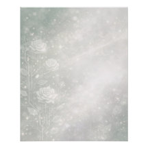 Soft sage and frosted white florals AI art 