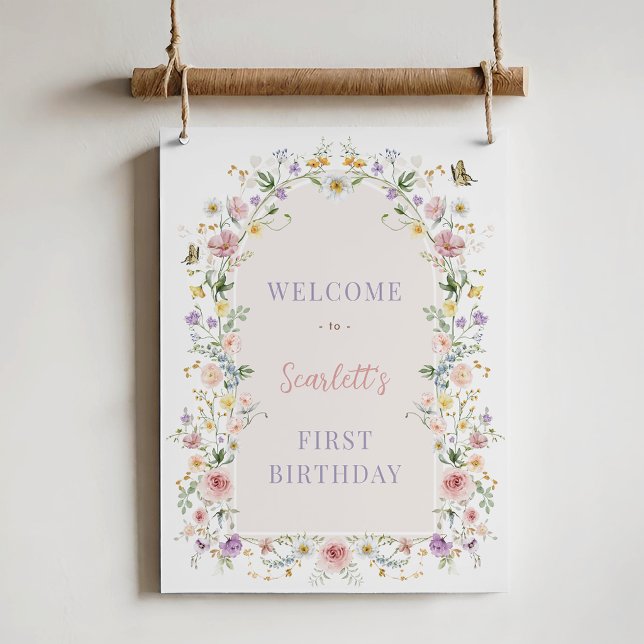 Póster Soft Spring Wildflower First Birthday Welcome (Subido por el creador)