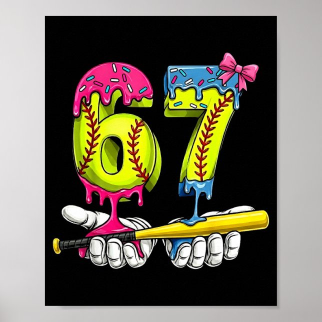 Póster Softball 67 Ice Cream Drip Six Seven Boys Funny Me (Frente)