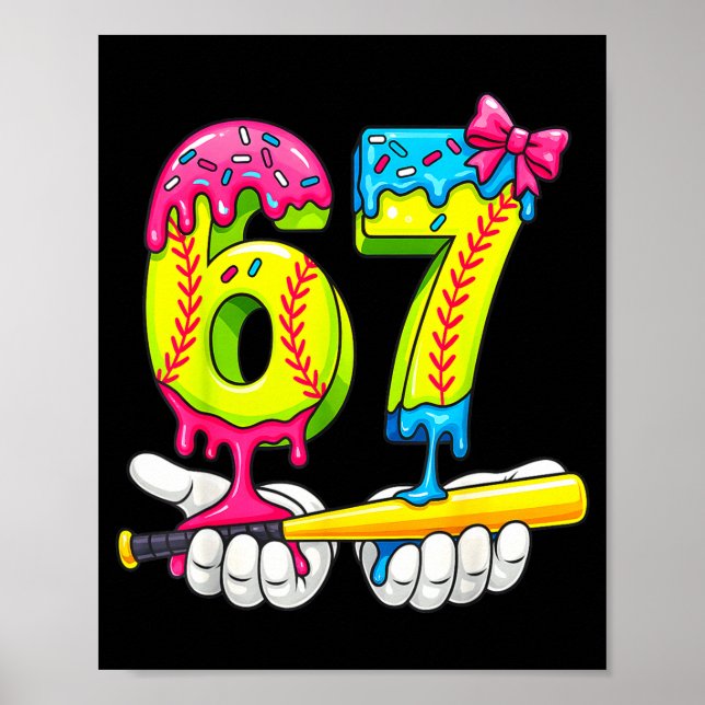 Póster Softball 67 Ice Cream Drip Six Seven Boys Funny Me (Frente)