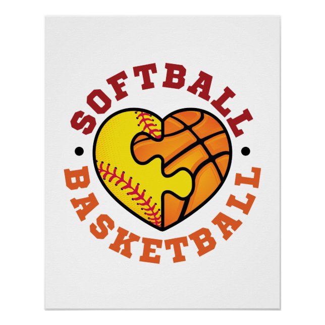 Póster Softball Basketball Heart (Anverso)