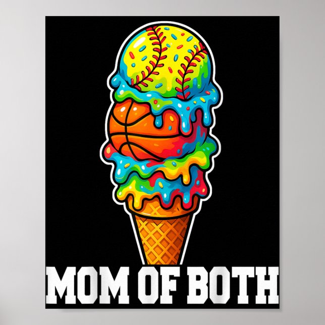 Póster Softball Basketball Mom Ice Cream Drip Summer Game (Frente)