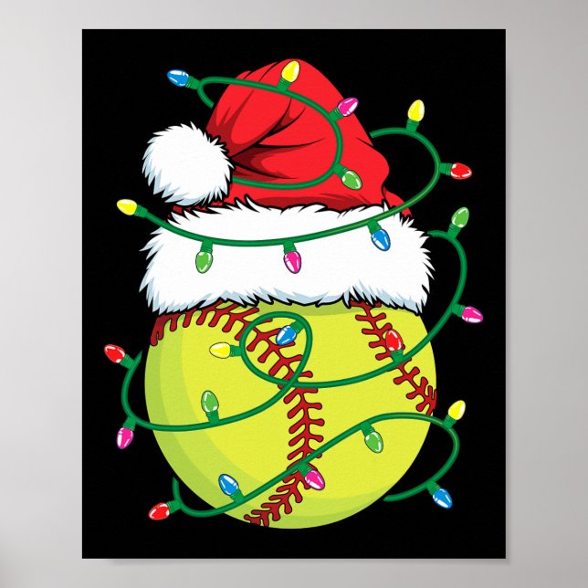 Póster Softball Con Hombres De Santa Sombreros Niños Navi (Frente)