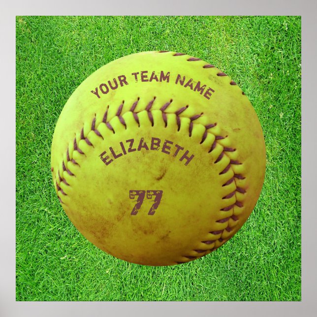 Póster Softball Dirty Name Team Number Ball Poster (Frente)