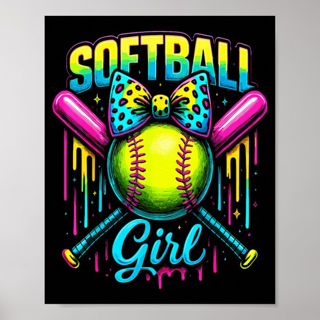 Póster Softball Girl Drip Funny Softball Player  (Frente)