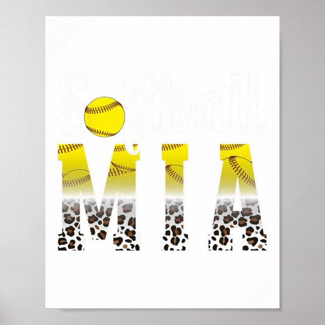 Póster Softball Mia Leopard Grandma Mia Of A Softball Pla (Frente)