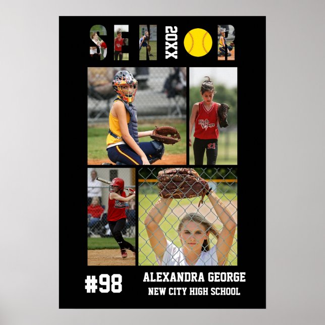 Póster Softball Senior Night Graduation Player (Frente)