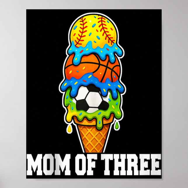 Póster Softball Soccer Basketball Mom Ice Cream Summer Ga (Frente)