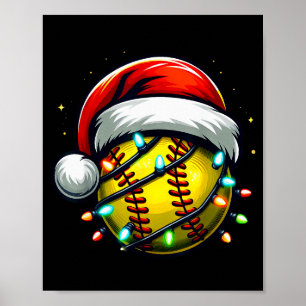 Póster Softbol de Navidad Xmas Santa Amante del Softbol C