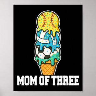 Póster Softbol Fútbol Voleibol Mamá Helado Verano Ga