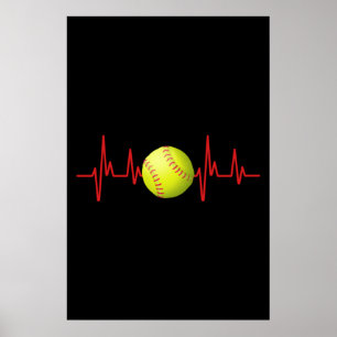 Póster Softbol Heartbeat EKG