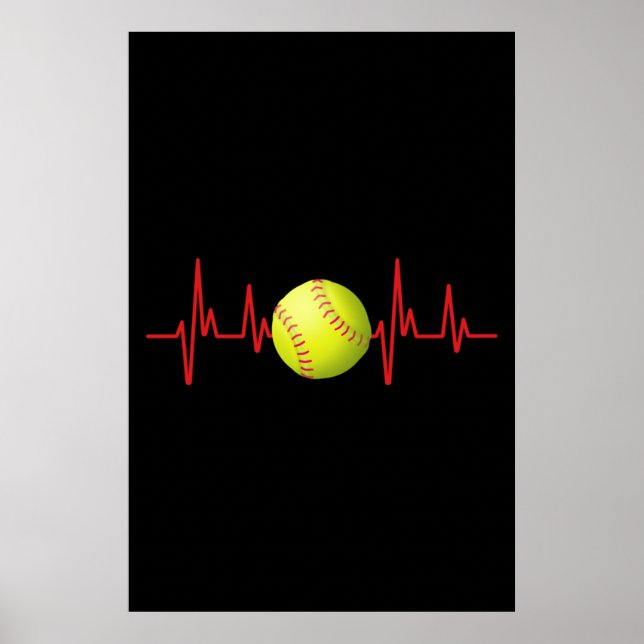 Póster Softbol Heartbeat EKG (Frente)