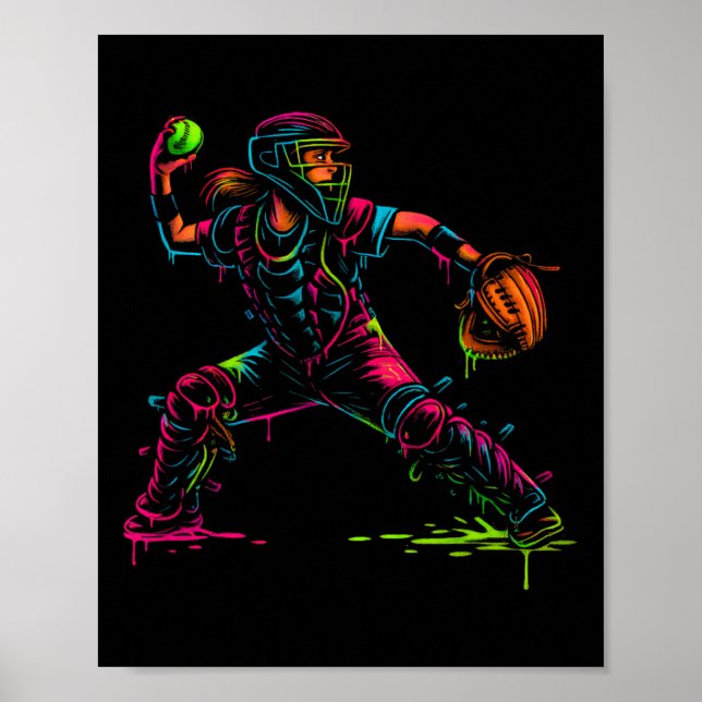 Póster Softll Catcher Dad Pitcher Fastpitch Coach Fathers (Frente)