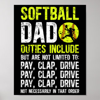 Póster Softll Dad Duties Dad Of A Softll Player Dad 