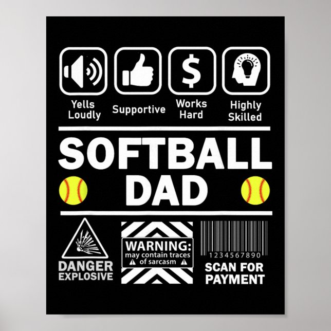Póster Softll Dad Funny Contents Of Sports Father  (Frente)