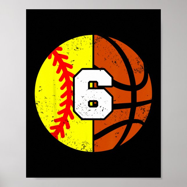 Póster Softll Sketll Number 6 Jersey Funny 6th Birthday  (Frente)