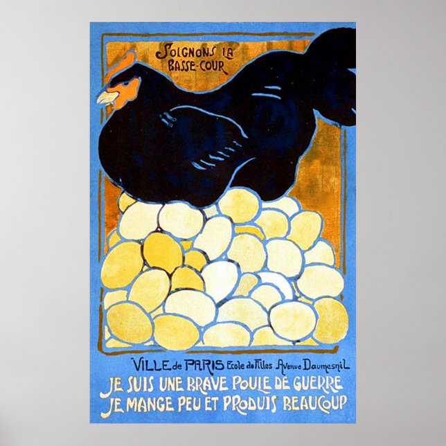 Póster Soignons la basse-cour ~ francés vintage WW1. (Frente)