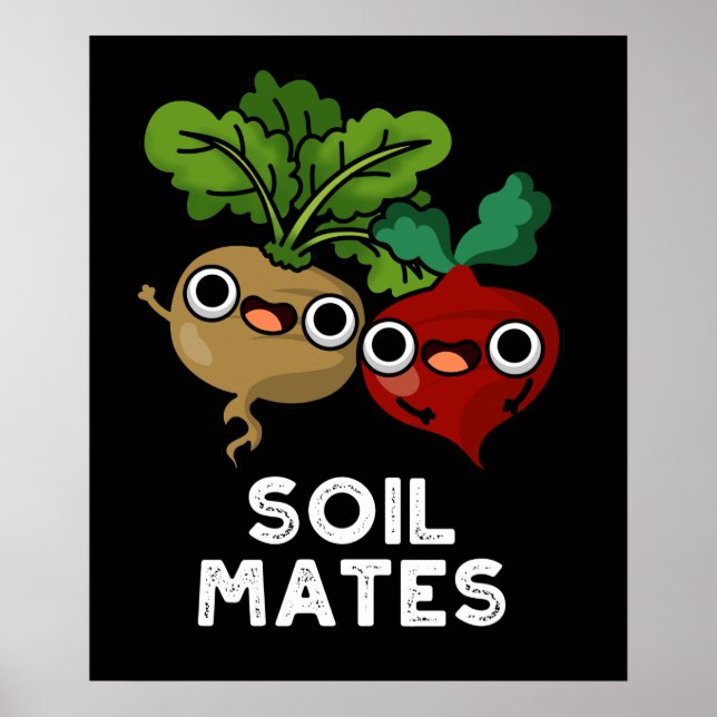 Póster Soil Mates Funny Abeja Raíz Pun Oscuro BG (Frente)