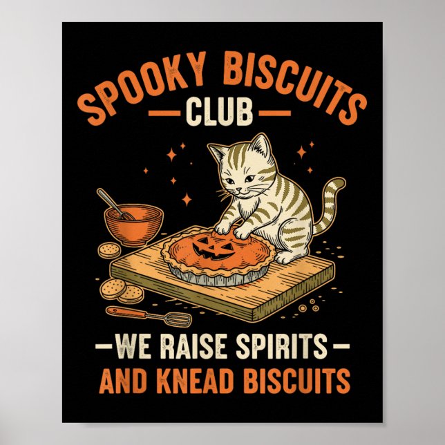 Póster Soky Biscuits Club Funny Halloween Cat Baking (Frente)