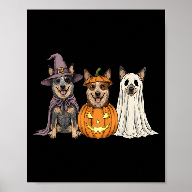 Póster Soky Ghost Blue Heeler Pumpkin Halloween Dog Lover (Frente)