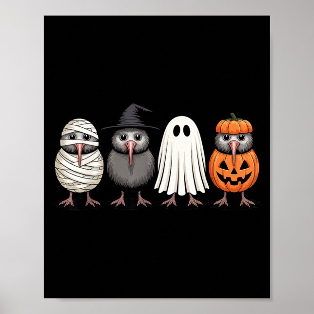 Póster Soky Ghost Kiwi Bird Pumpkin Halloween Skeleton  (Frente)