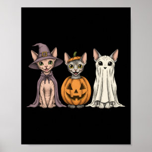 Póster Soky Ghost Sphynx Cat Lover Pumpkin Halloween Larg