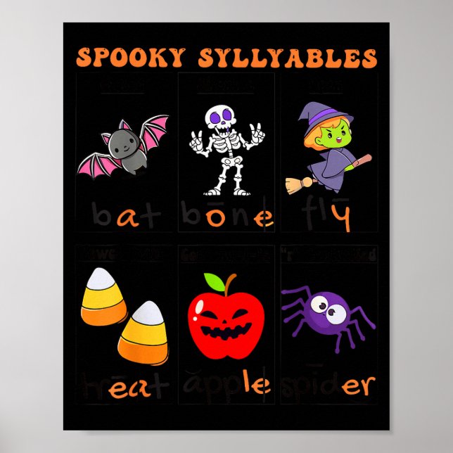 Póster Soky Syllables Teacher Funny Halloween Educational (Frente)
