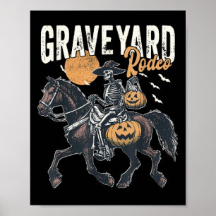 Póster Soky Western Cowboy Skeleton Rodeo Pumpkin Hallowe