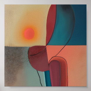 Póster Sol abstracto y paisaje