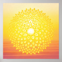 Sol amarillo brillante Mandala Sunset