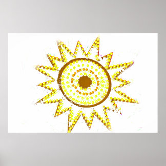 Póster Sol amarillo en luces Grunge Cutout