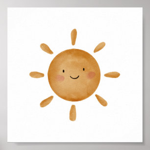 Póster Sol Amarillo lindo con Poster de guardería en el d