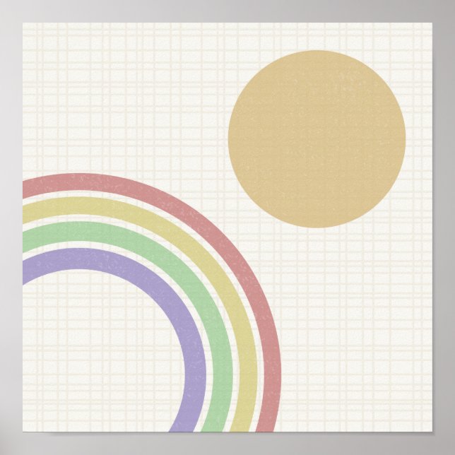 Póster Sol arcoiris moderno de mediados de siglo (Frente)