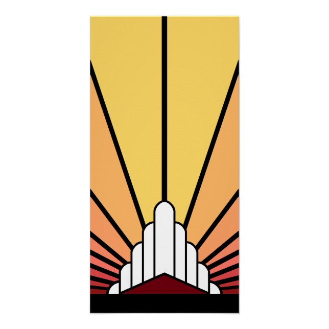 Póster Sol Art Decó al amanecer (Anverso)