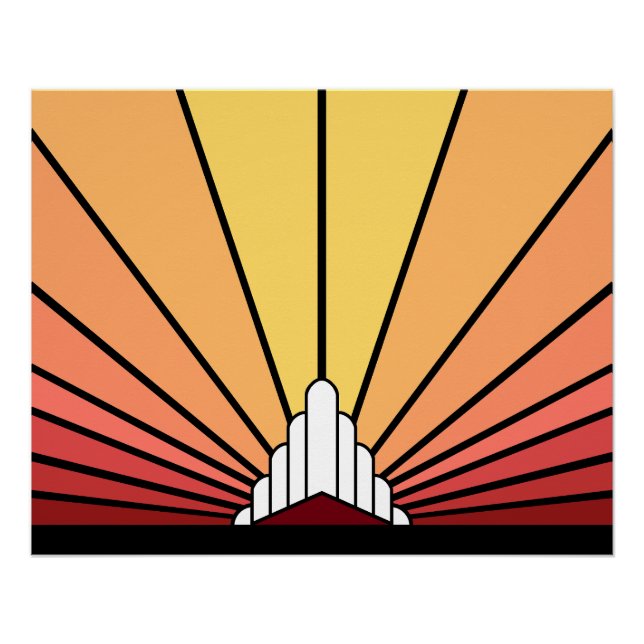 Póster Sol Art Decó al amanecer (Anverso)