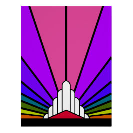 Póster Sol Art Decó en arco iris