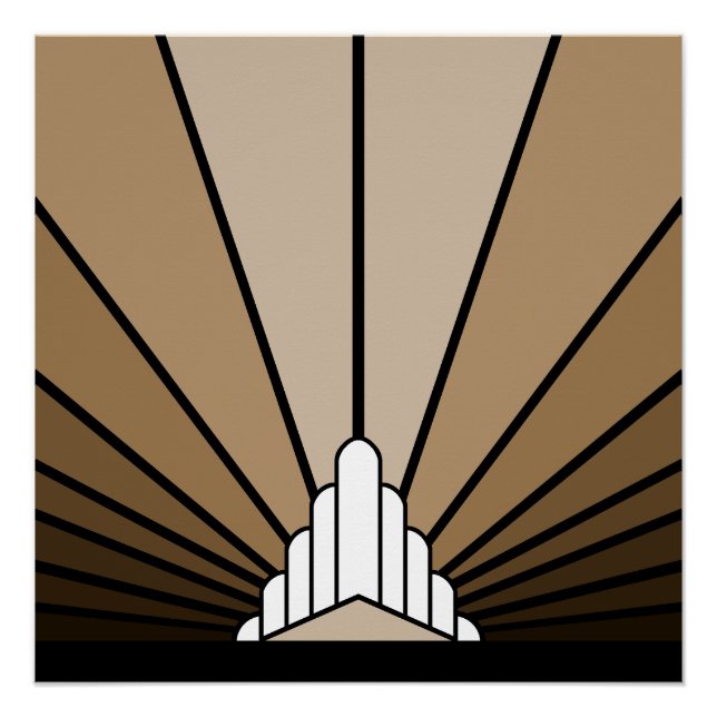 Póster Sol Art Déco en bronceado (Anverso)