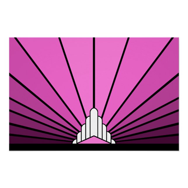 Póster Sol Art Decó en rosa (Anverso)