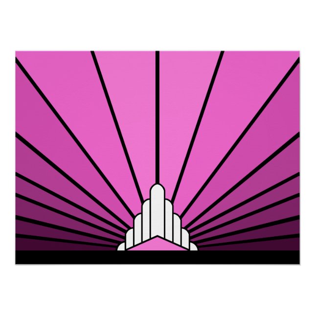 Póster Sol Art Decó en rosa (Anverso)