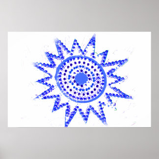 Póster Sol azul en las luces Grunge Cutout
