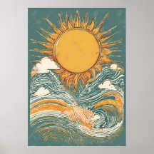 Sol brillante sobre el Ilustracion Sol Pared Poste