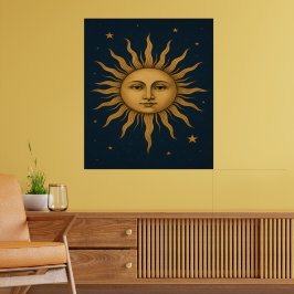 Póster Sol celeste vintage de los años 90