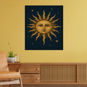 Póster Sol celeste vintage de los años 90