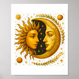 Póster Sol Celestial Y Luna
