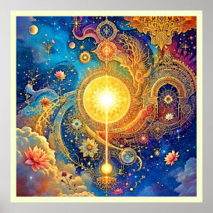 Póster Sol cósmico Mandala Art